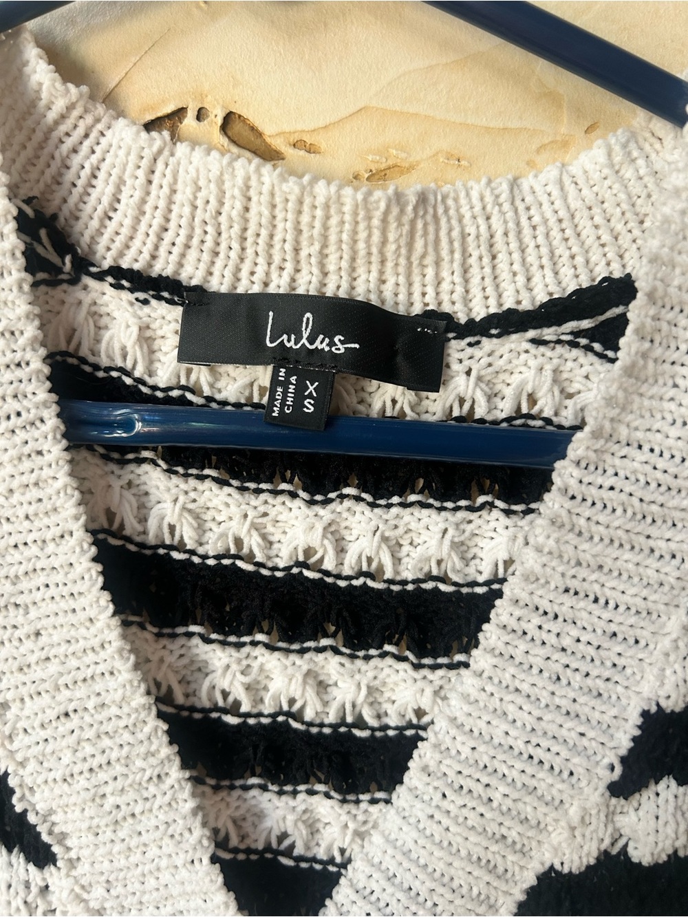 Lulus Stylish Instinct Striped Crochet Sweater Vest XS (Fits S) - Picture 4 of 7
